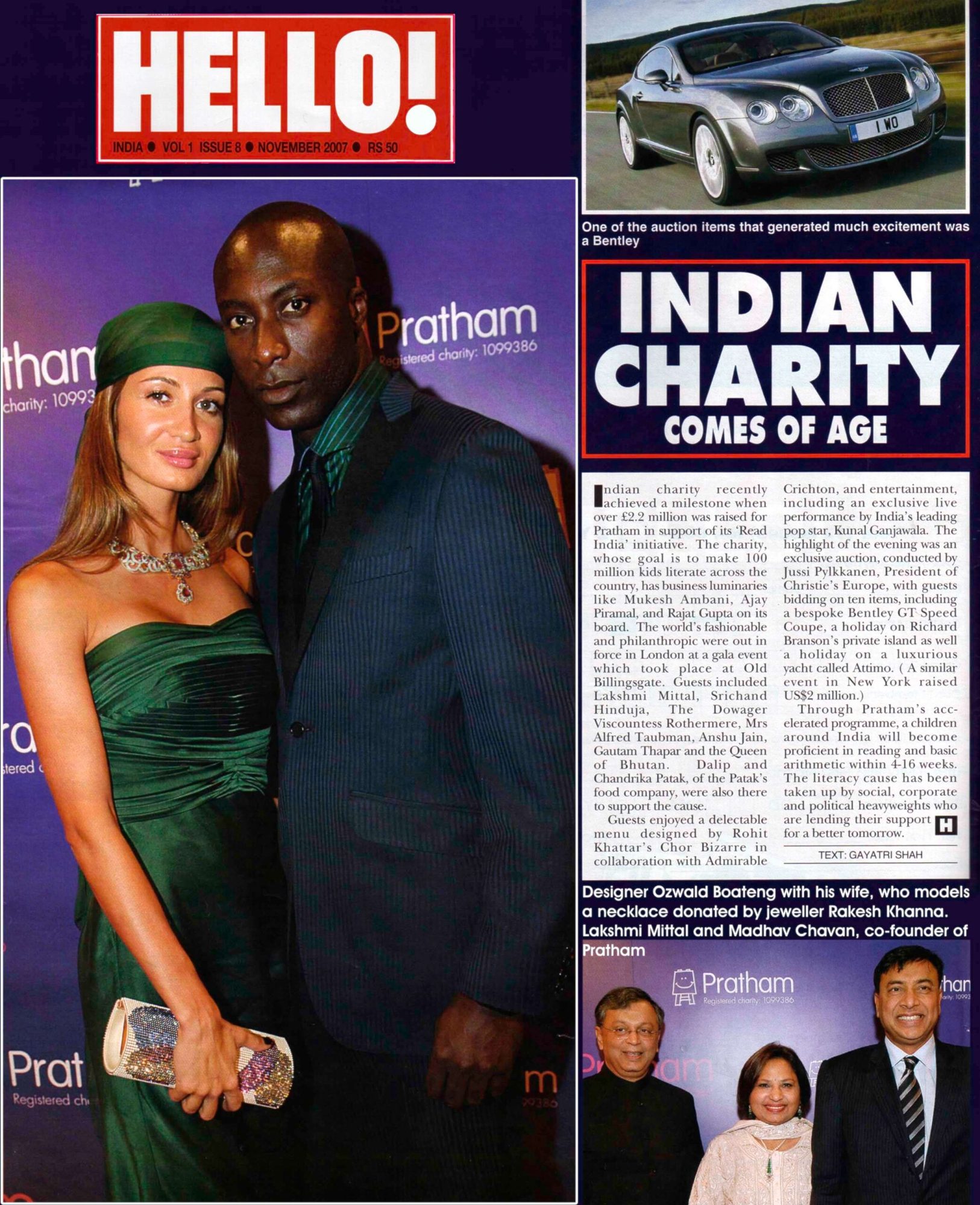 Hello! India, November 2007, charity gala feature