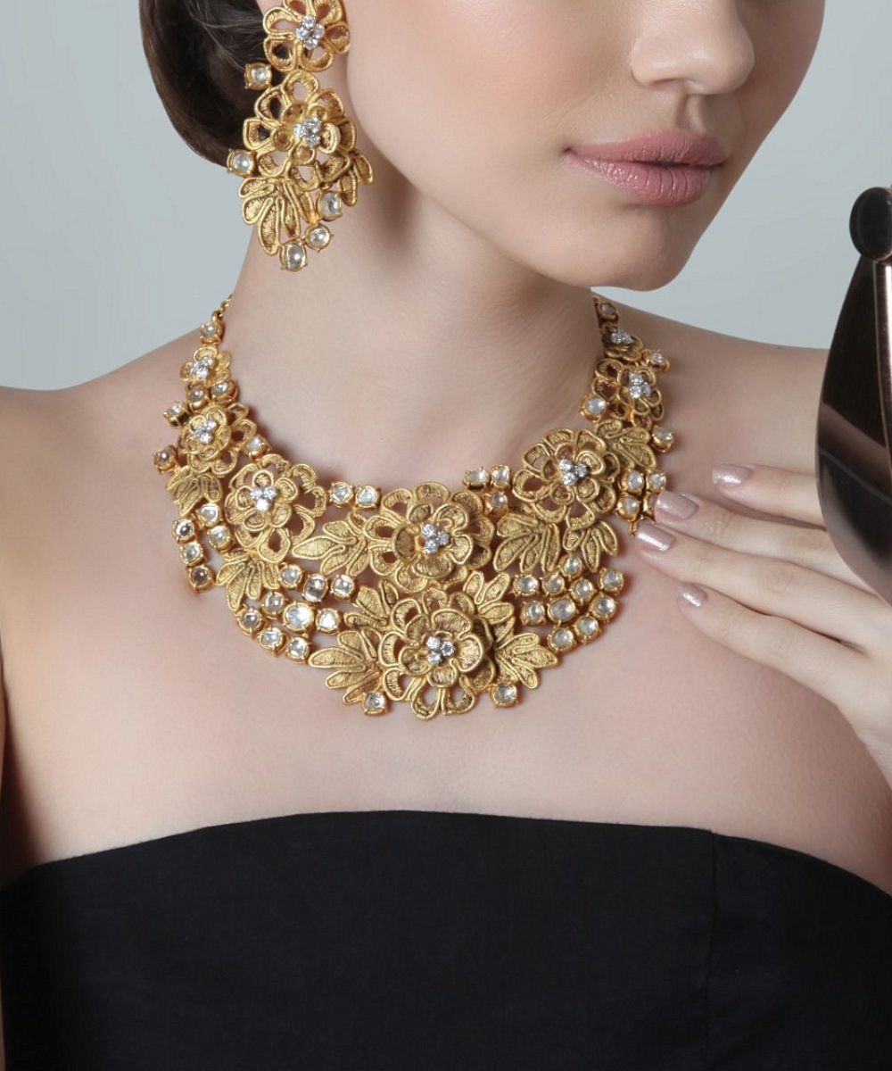 Gold floral bridal set