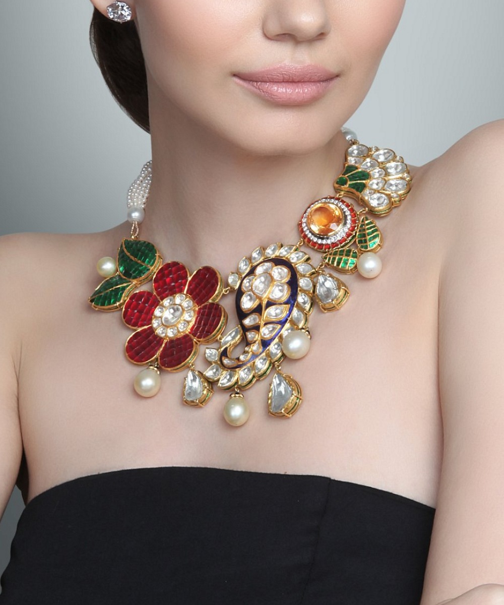 Kundan meenakari bridal necklace